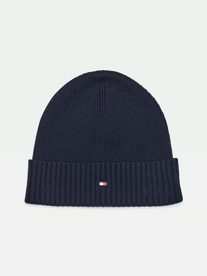 tommy hilfiger pima cotton beanie black