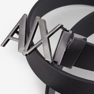Armani Exchange Leather Belt Logo Buckle