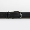 James A'Delin Subtle Stripe Grid Edge Leather Belt