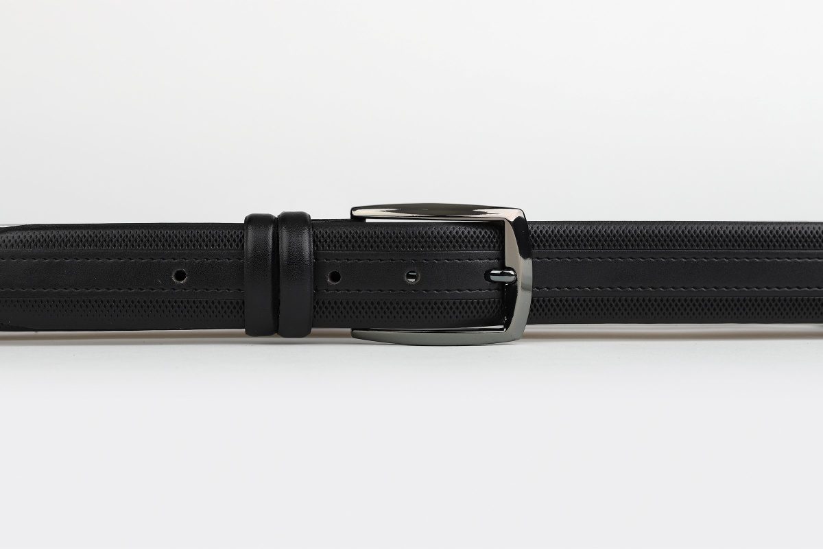 James A’Delin James A'Delin Subtle Stripe Grid Edge Leather Belt